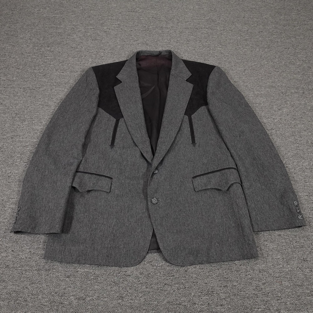 Circle S Blazer Mens 44 Gray Western Yoke 2 Button Sport Coat Cowboy USA
